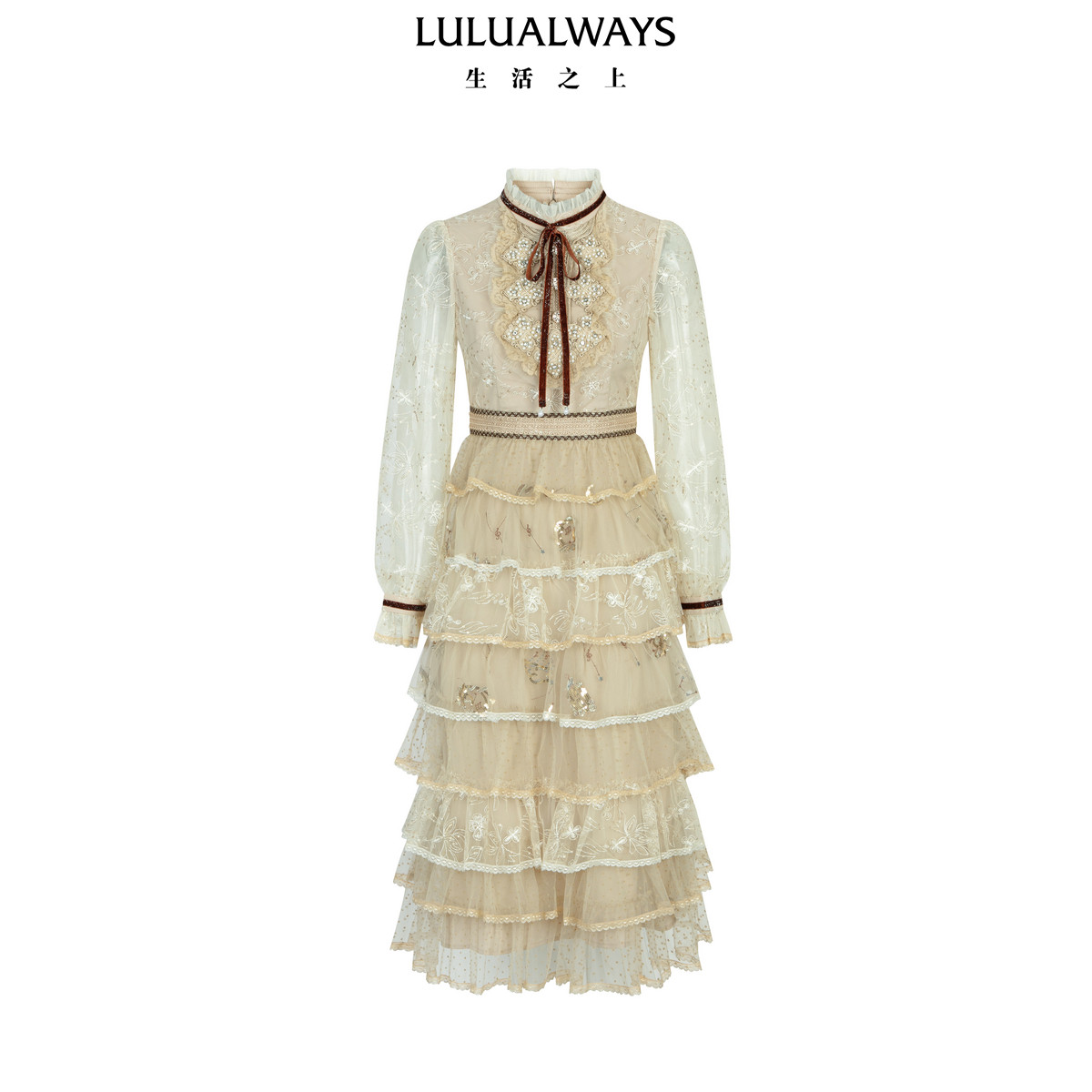 【明星同款】LULUALWAYS【商场同款】26春季新款蛋糕裙收腰连衣裙
