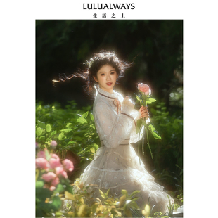 仙女蕾丝蛋糕裙收腰长袖 LULUALWAYS 新款 26春季 连衣裙 商场同款