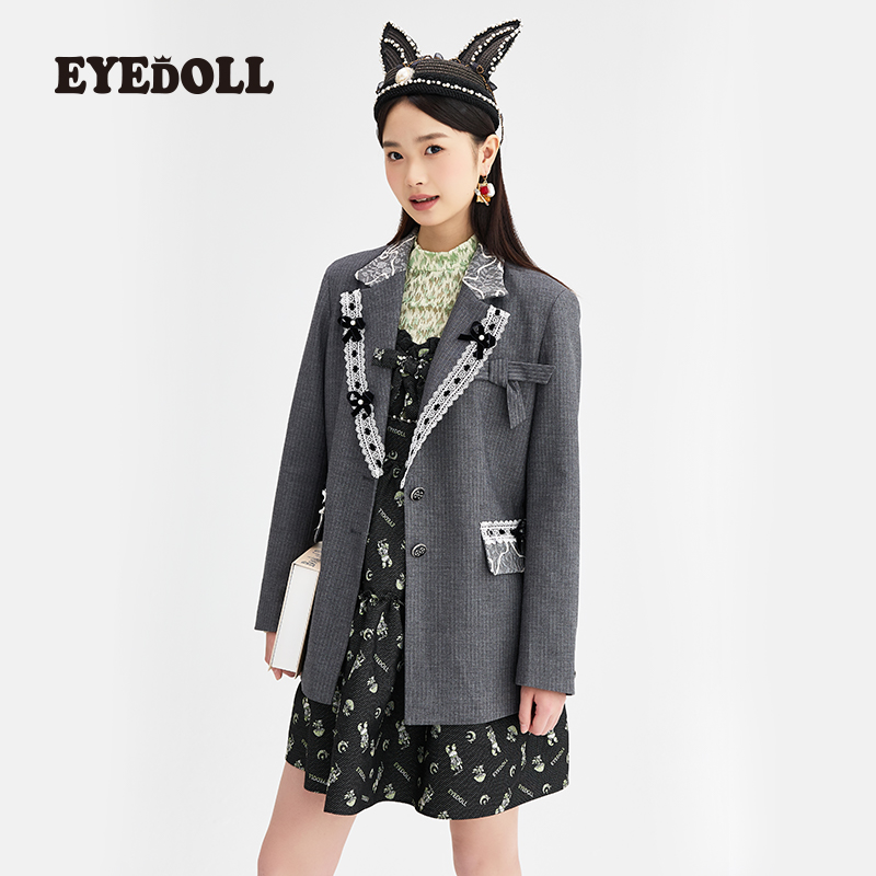 EYEDOLL设计感拼色蕾丝