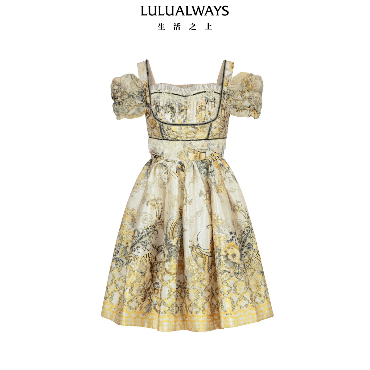 怦然心动-夏日雏菊LULUALWAYS【商场同款】优雅连衣裙,女装/女士精品,连衣裙,淘宝优惠券,粉丝福利购,淘宝优惠卷