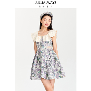 商场同款 短款 LULUALWAYS夏季 公主风无袖 拼接网纱连衣裙 新款
