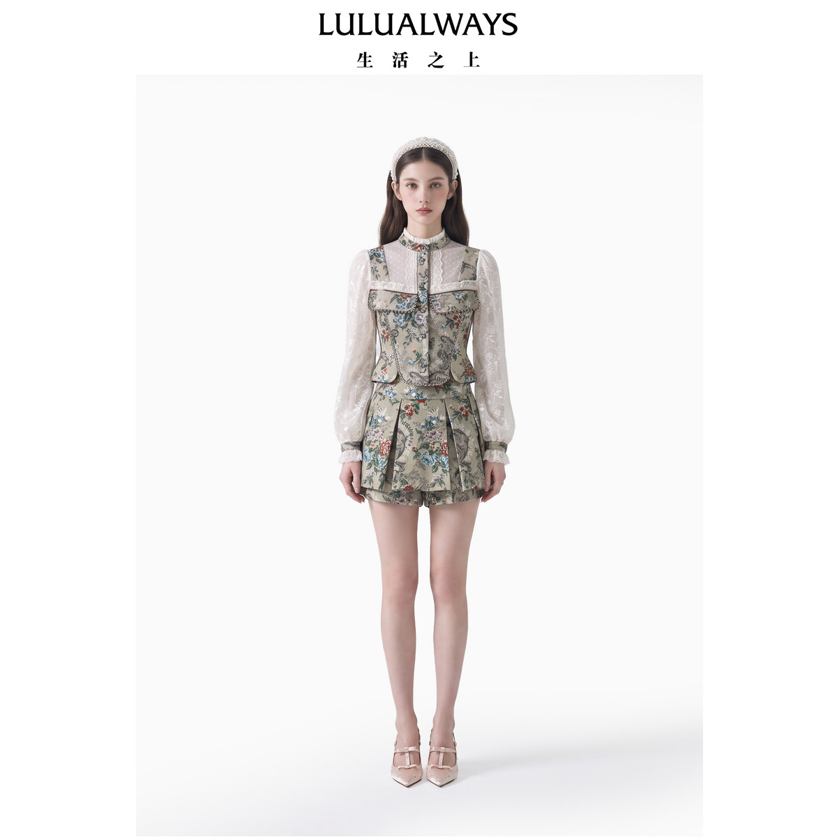 LULUALWAYS【吉娜爱丽丝同款】26秋季新款法式宫廷提花蕾丝上衣