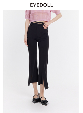 EYEDOLL夏季新款百搭显瘦设计感黑色长裤休闲裤女