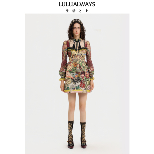 商场同款 喜上玫梢 25冬季 优雅浪漫风 连衣裙 新款 LULUALWAYS
