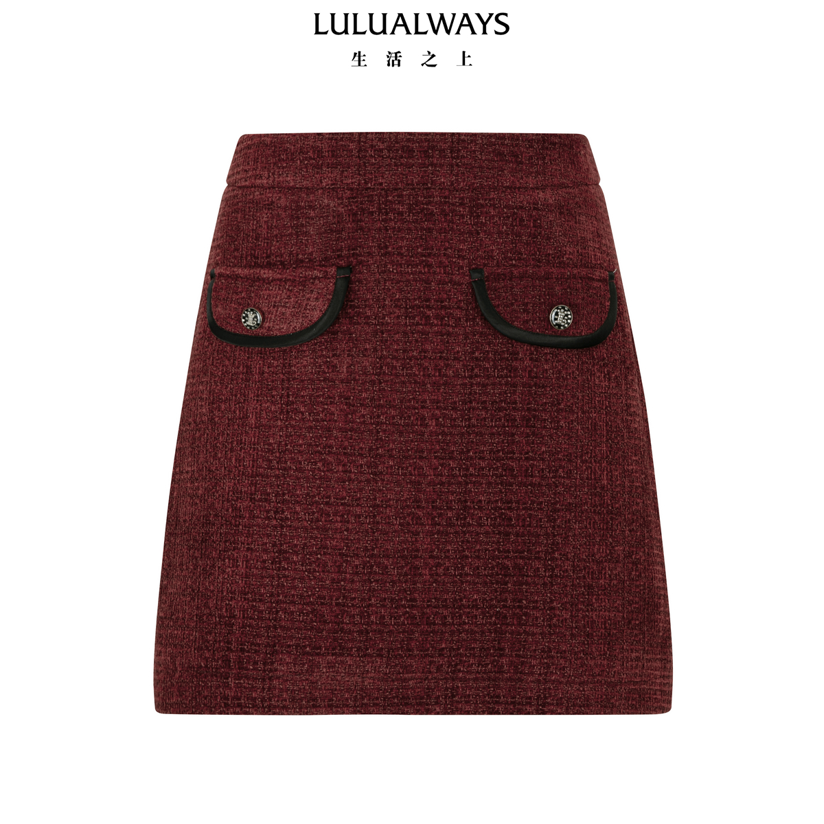 LULUALWAYS我爱露露25冬季新款气质富家千金A字小香风短款半身裙