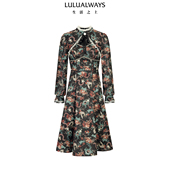 饰蕾丝提花连衣裙 暗黑复古镂空装 LULUALWAYS我爱露露26春季 新款