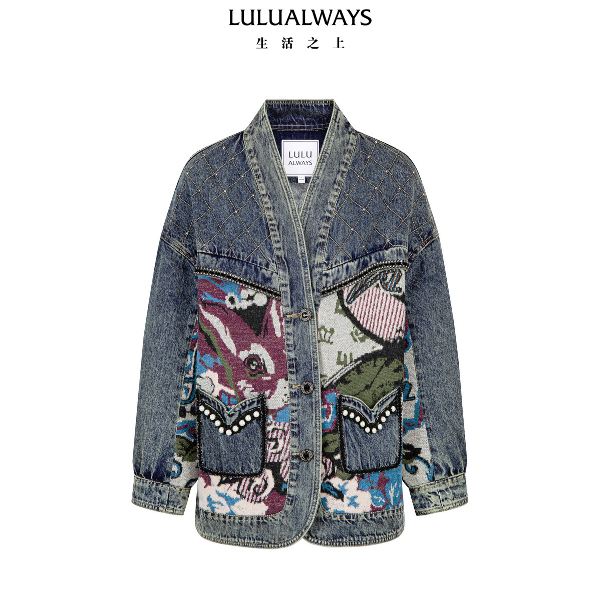 LULUALWAYS【商场同款】25冬季新款复古风格个性宽松牛仔棉服外套