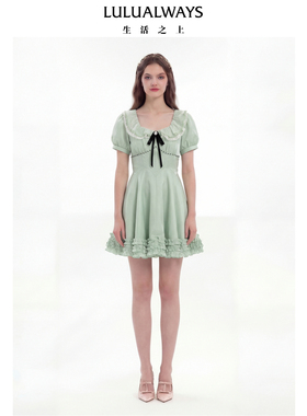 LULUALWAYS我爱露露26夏季新款【少女的心事】甜美薄荷绿连衣裙