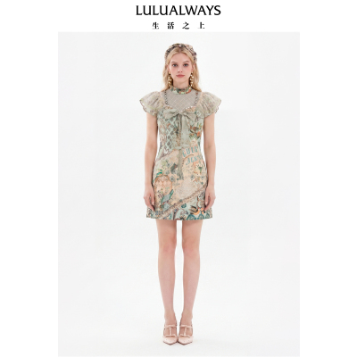 LULUALWAYS【商场同款】26夏季新款甜美千金风重工蝴蝶结短连衣裙