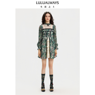 LULUALWAYS【商场同款】25秋季新款法式优雅浪漫设计感短款连衣裙