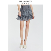 我爱露露LULUALWAYS夏季 甜美两层花苞裙A字网纱短半裙 新款