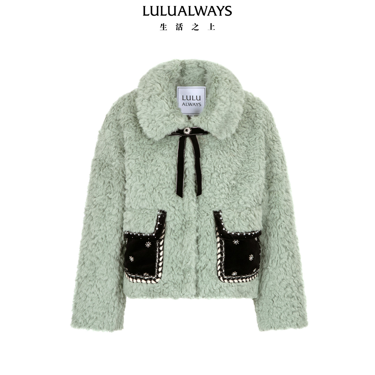 LULUALWAYS【商场同款】冬季新款加厚保暖羊羔绒时尚洋气短外套