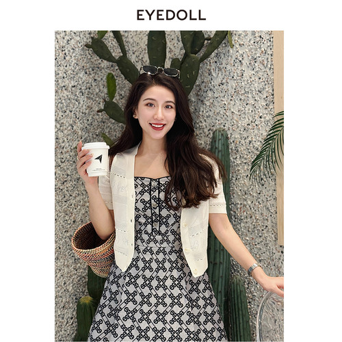 EYEDOLL夏季新款简约时尚百搭休闲短款针织开衫