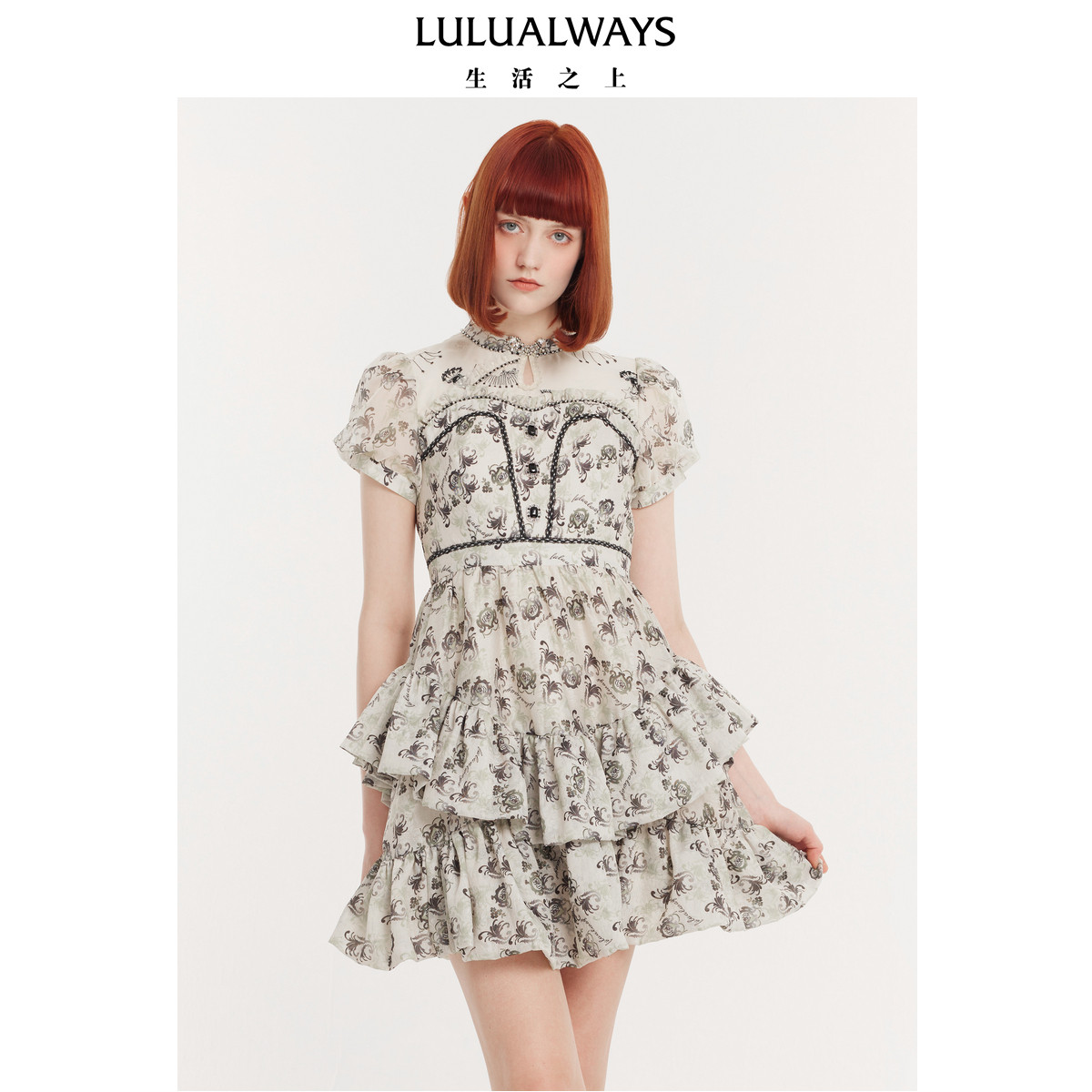 LULUALWAYS我爱露露夏季新款复古温柔时髦公主裙短款连衣裙