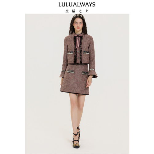 LULUALWAYS【商场同款】秋季新款小香风七夕【蔷薇誓言】短外套