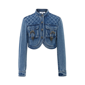 LULUALWAYS新款 牛仔绣花短外套 潮酷休闲时尚