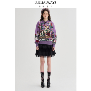 新款 优雅时尚 新中式 LULUALWAYS 套头针织衫 冬季 短款 商场同款