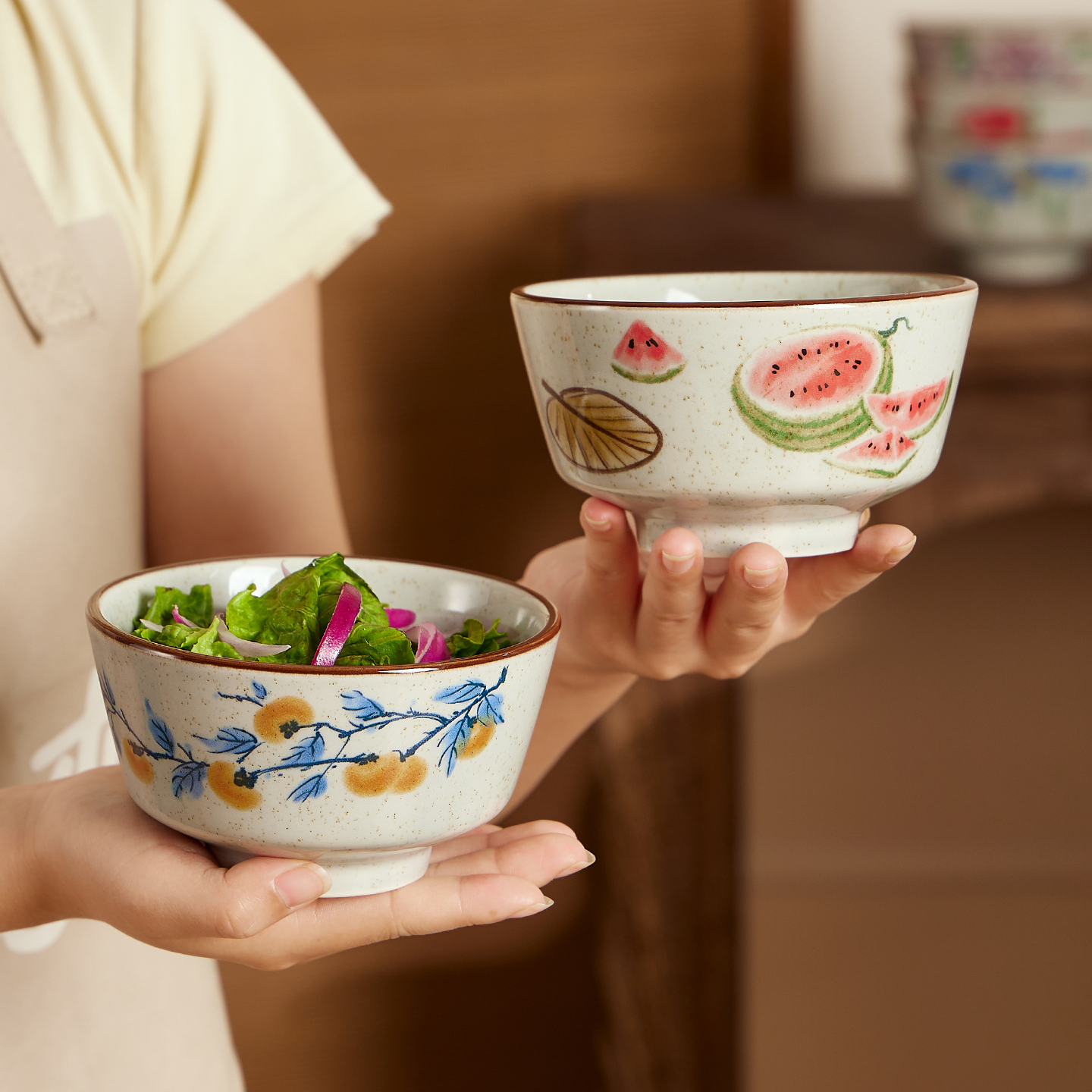 釉下彩日式5英寸宋式碗古朴仿手绘陶瓷单碗 家用2025新款吃饭碗