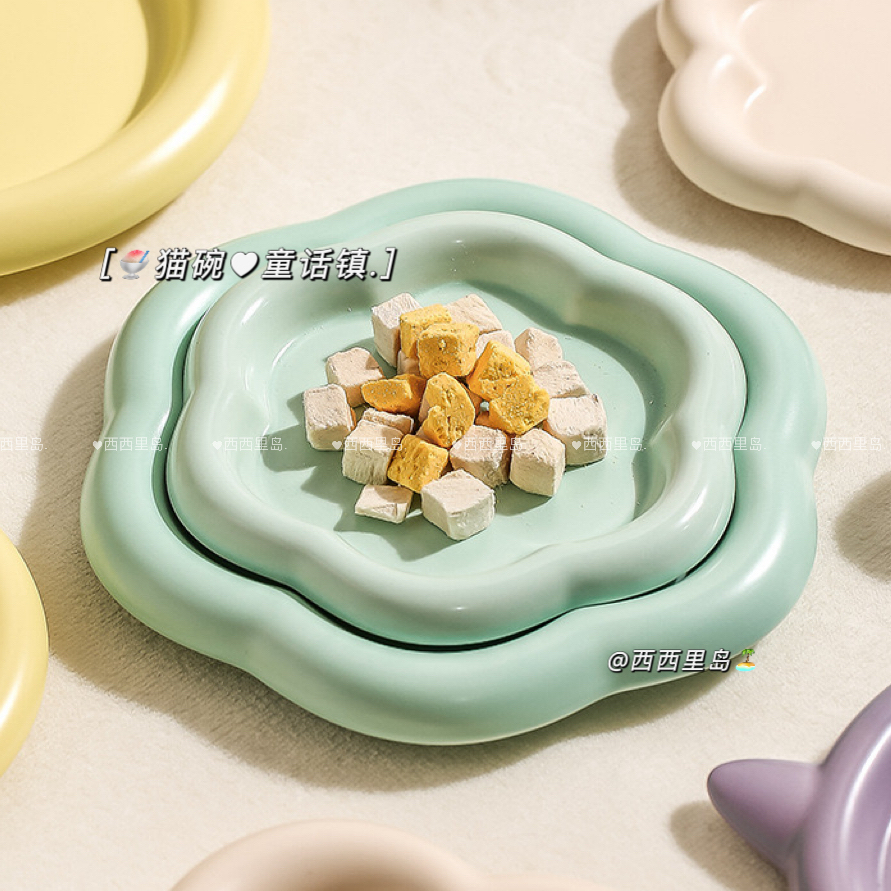童话镇～猫碗大口径盘适合大脸猫