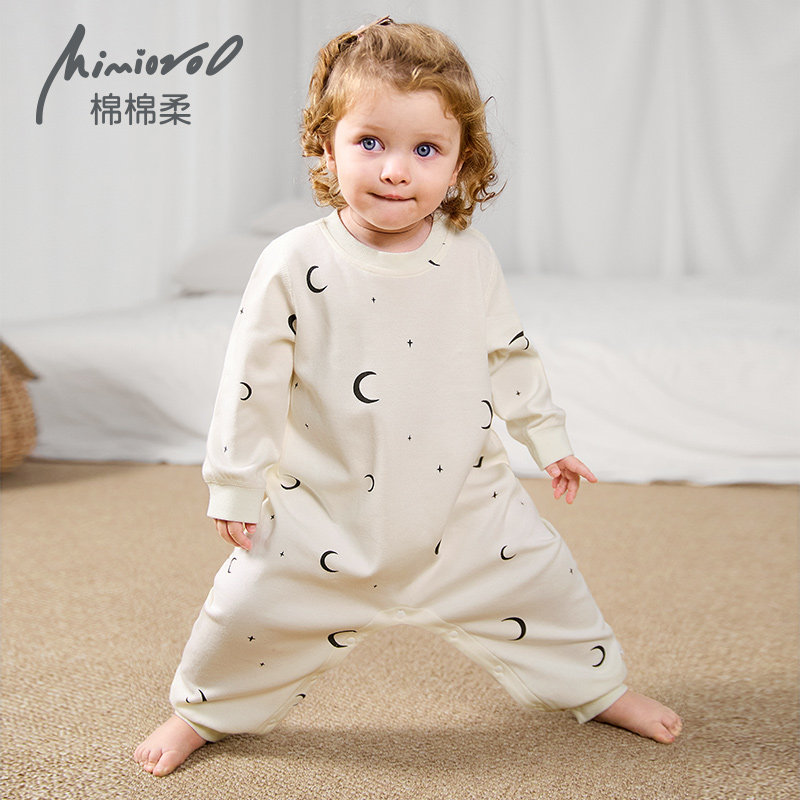 儿童连体衣睡衣春季男女家居服睡袋春秋纯棉小童宽松睡袍薄款春款