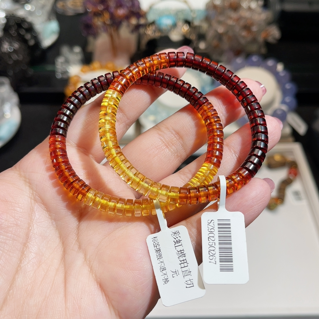 彩虹琥珀金珀血珀直切单圈原146