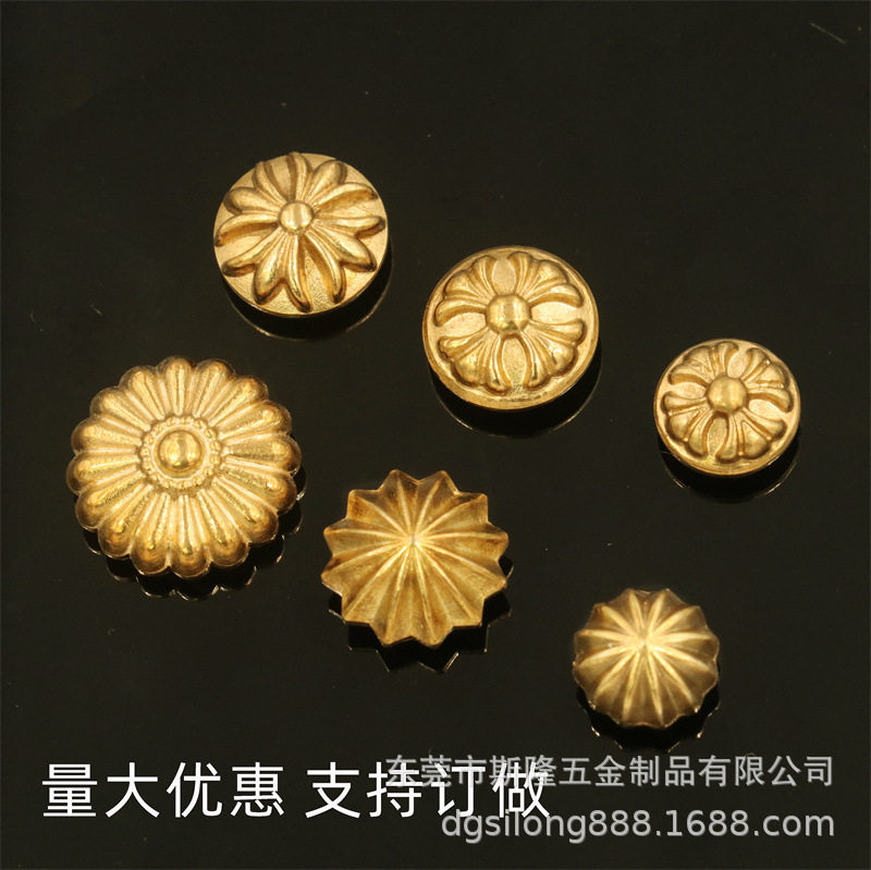 纯铜黄铜财布扣手工皮具diy箱包五金配件菊花钉螺丝铆钉装饰扣饰