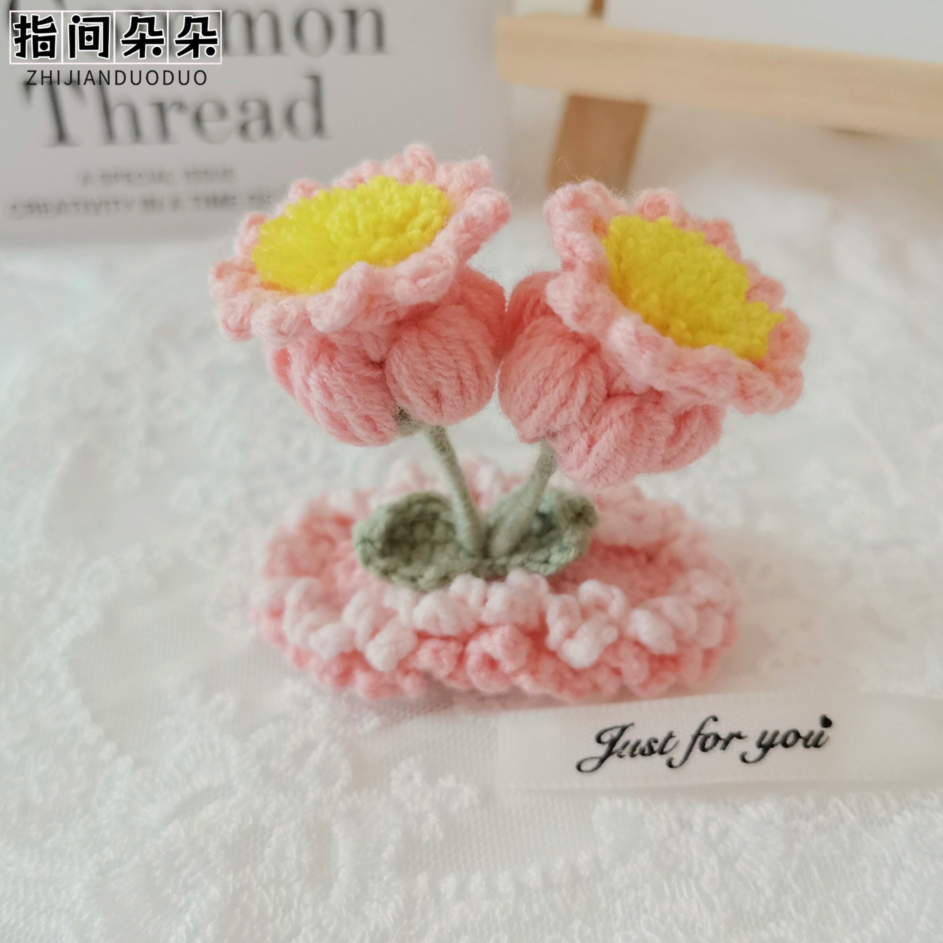 毛线针织花朵发夹手工钩织成品可爱立体铃兰花发卡顶夹儿童头饰