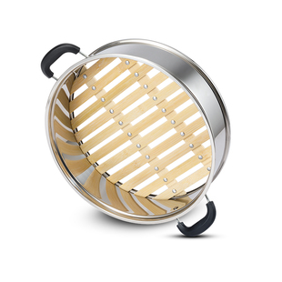 不锈钢竹蒸笼竹笼屉 不锈钢蒸格蒸屉竹蒸笼竹制家用蒸锅篦子蒸架