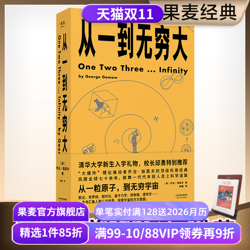 从一到无穷大 乔治·伽莫夫 从一粒原子到无穷宇宙 128幅作者手绘 清华新生礼物 物理科普读物 相对论 天文学 数学 果麦出品