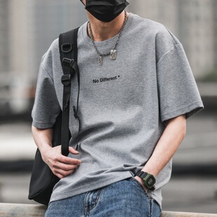 体恤 复古休闲情侣款 重磅纯棉短袖 T恤男日系简约宽松潮流上衣美式