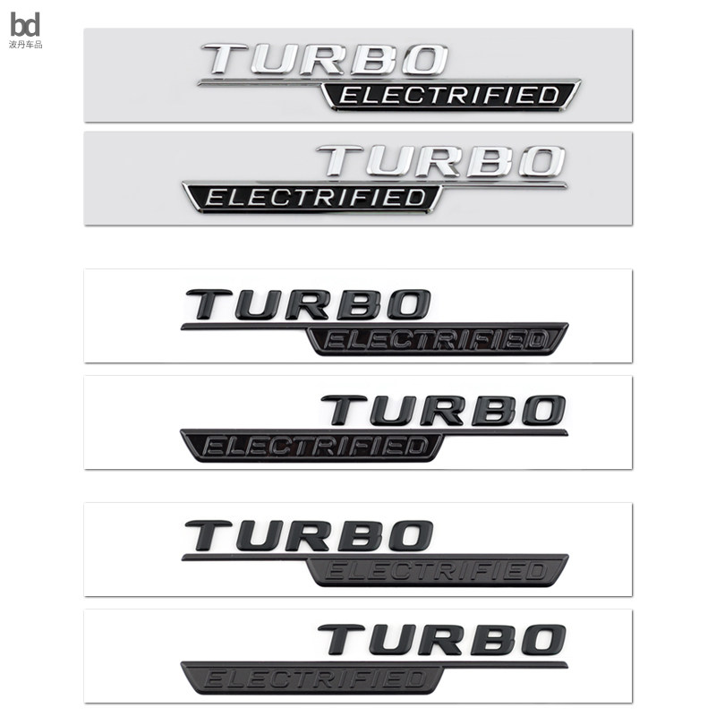 适用奔驰新款侧标TURBO ELECTRIFIED叶子板车标装饰贴C级改装AMG