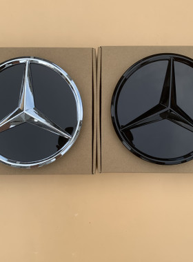 适用于奔驰A级177 A180 A200L A35L A45改装立体镜面车标中网大标