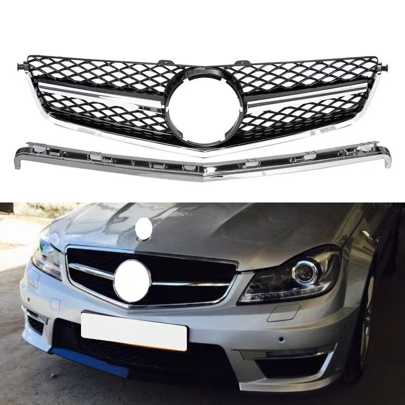 适用于07-11奔驰C级W204老款真C63中网大星标中网C63款中网一横杠