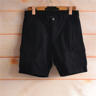 外贸韩单青年男裤夏装黑色纯棉休闲短裤学生五分中裤工装裤直筒裤