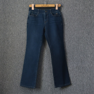 外贸韩单弹力牛仔裤矮个子春秋磨毛厚款修身显瘦显高微喇九分裤女