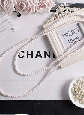 赫本小香风长款项链 简约百搭双层旗袍配饰 三层复古毛衣链圆珠链