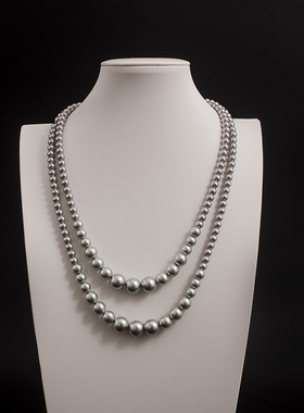 复古双层渐变大小珠毛衣链