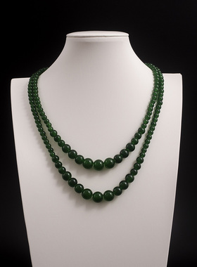 绿色双层仿珍珠短项链