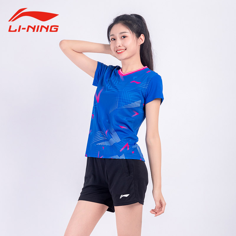 李宁羽毛球服男女短袖短裤运动套装夏季速干专业比赛训练网球队服