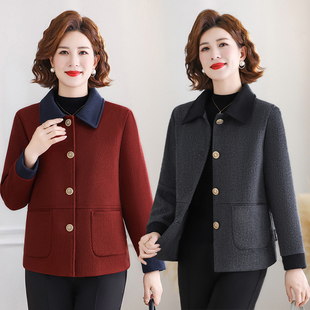 中年女装春装外套2026新款妈中老年妈春秋翻领上衣短款洋气时尚