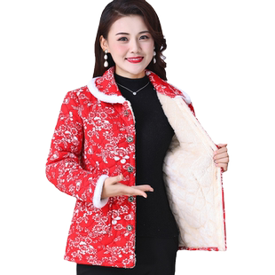 千丝鹿中老年女装棉衣加绒妈妈装棉服洋气老年人冬装外套棉袄新款