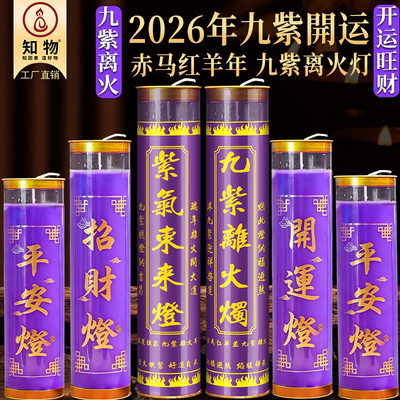 开运九紫离火烛赤马红羊年专用紫色蜡烛招财转运无烟9天酥油斗烛