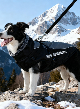 边牧犬衣服保暖冬季宠物衣服大型犬可牵引马甲防寒防风狗狗衣服