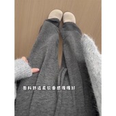 小个子慵懒运动阔腿裤 加绒裤 春 女秋冬2026新款 韩国灰色针织糯米裤
