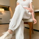 韩国白灰色运动裤 显瘦休闲卫裤 女秋冬加绒2025新款 宽松束脚哈伦裤