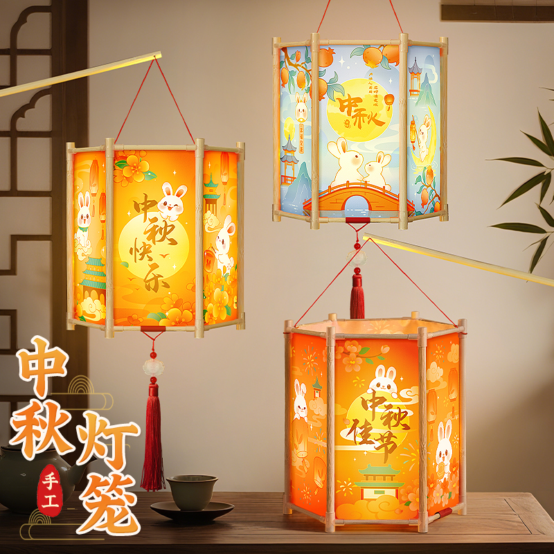 精致木质灯笼中秋节手工六角宫灯