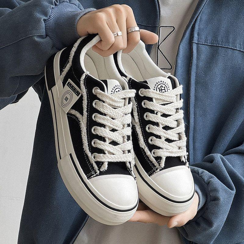 网红爆款小众设计帆布鞋明星同款透气休闲鞋校园风低帮厚底滑板鞋