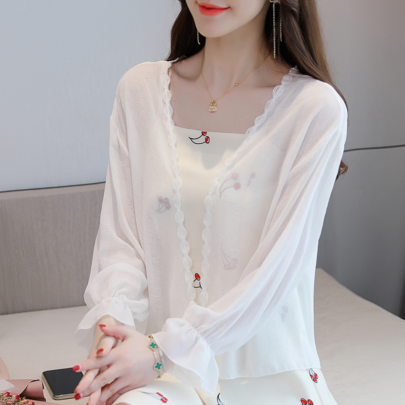 Real shot 2021 summer Chiffon versatile personality sunscreen shirt