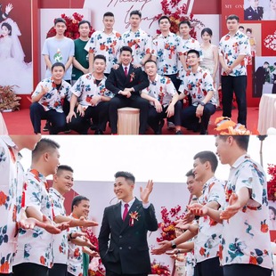 接亲穿的衣服90年代港风衬衫男款2025新款结婚拍照伴娘伴郎服装女