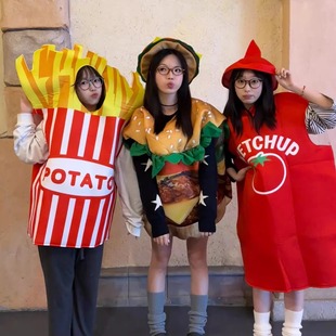 圣诞节女生cosplay服装 扮男 薯条汉堡番茄cos服搞怪搞笑衣服可爱装